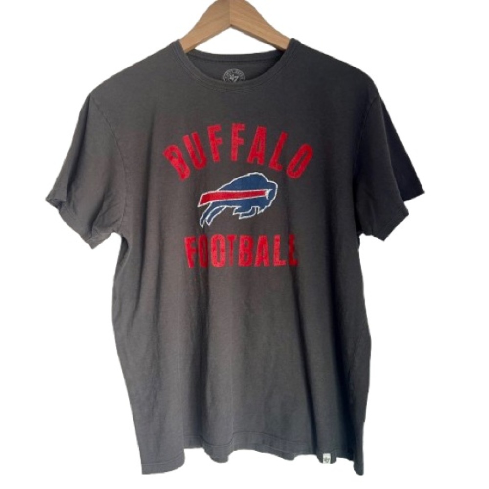 47 Brand Mens Buffalo Football Graphic T Shirt Charcoal Gray Size Large